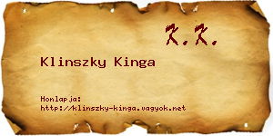 Klinszky Kinga névjegykártya
